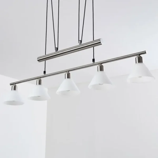 hofstein Suspension Bamenda Nickel mat, 5 lumières* Lampes En Verre