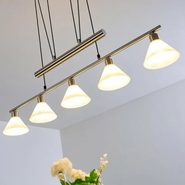 hofstein Suspension Bamenda Nickel mat, 5 lumières* Lampes En Verre