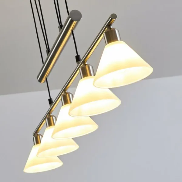 hofstein Suspension Bamenda Nickel mat, 5 lumières* Lampes En Verre