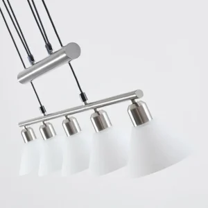 hofstein Suspension Bamenda Nickel mat, 5 lumières* Lampes En Verre