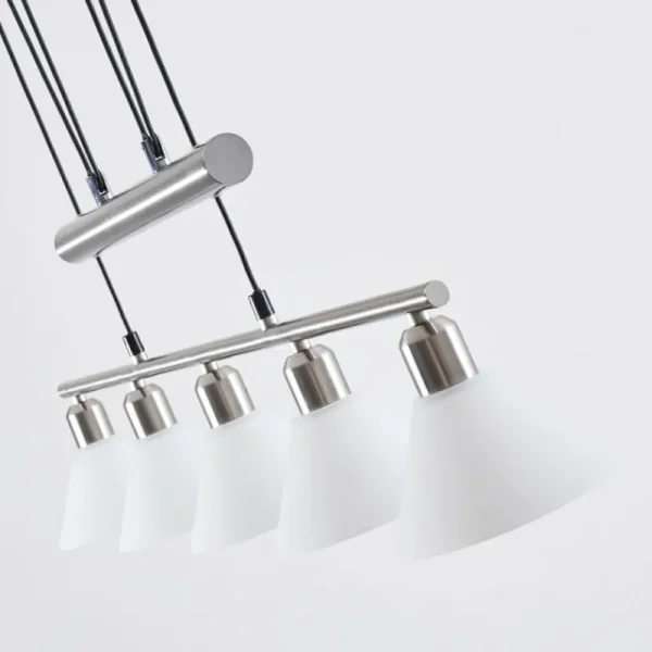 hofstein Suspension Bamenda Nickel mat, 5 lumières* Lampes En Verre