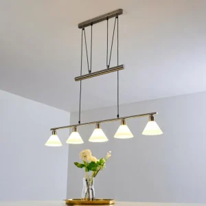 hofstein Suspension Bamenda Nickel mat, 5 lumières* Lampes En Verre