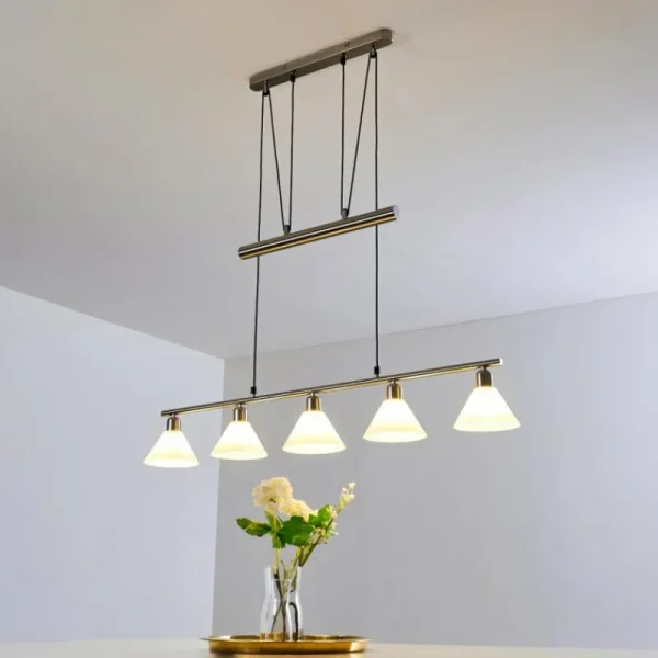 hofstein Suspension Bamenda Nickel mat, 5 lumières* Lampes En Verre