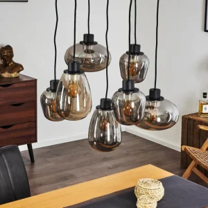 hofstein Suspension Barnegat Noir, 7 lumières* Lampes Modernes