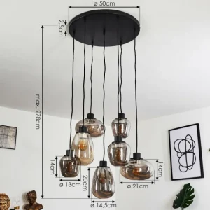hofstein Suspension Barnegat Noir, 7 lumières* Lampes Modernes