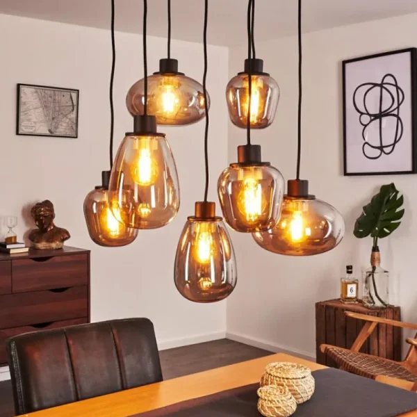 hofstein Suspension Barnegat Noir, 7 lumières* Lampes Modernes