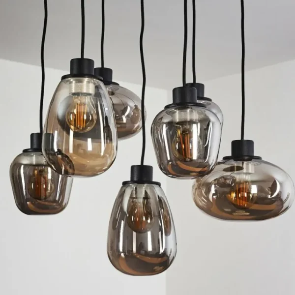 hofstein Suspension Barnegat Noir, 7 lumières* Lampes Modernes