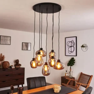 hofstein Suspension Barnegat Noir, 7 lumières* Lampes Modernes