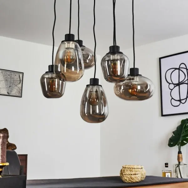 hofstein Suspension Barnegat Noir, 7 lumières* Lampes Modernes