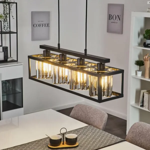 hofstein Suspension Barracon Noir, 4 lumières* Lampes En Verre