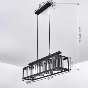 hofstein Suspension Barracon Noir, 4 lumières* Lampes En Verre