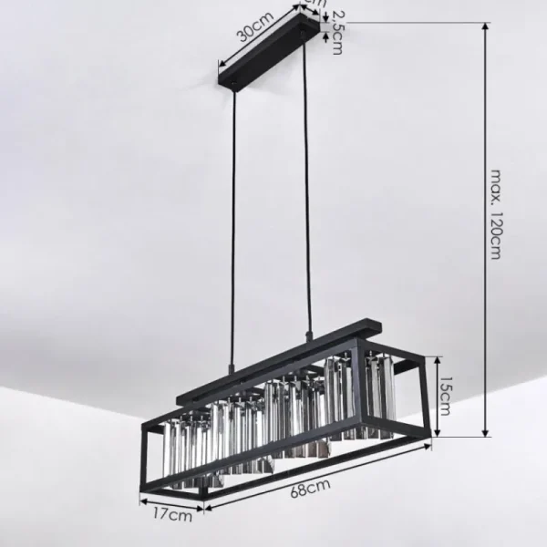 hofstein Suspension Barracon Noir, 4 lumières* Lampes En Verre