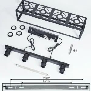 hofstein Suspension Barracon Noir, 4 lumières* Lampes En Verre