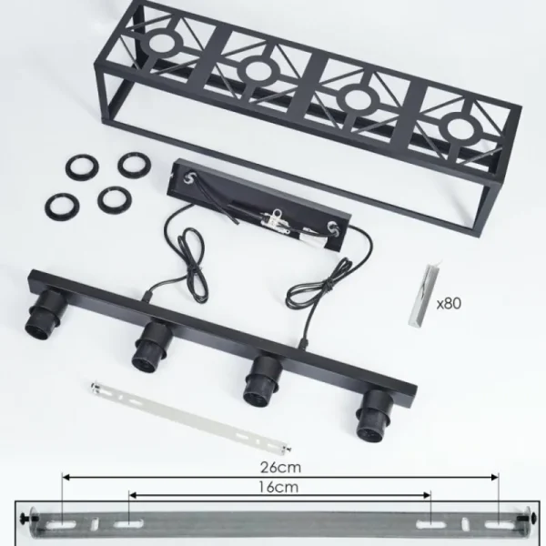 hofstein Suspension Barracon Noir, 4 lumières* Lampes En Verre