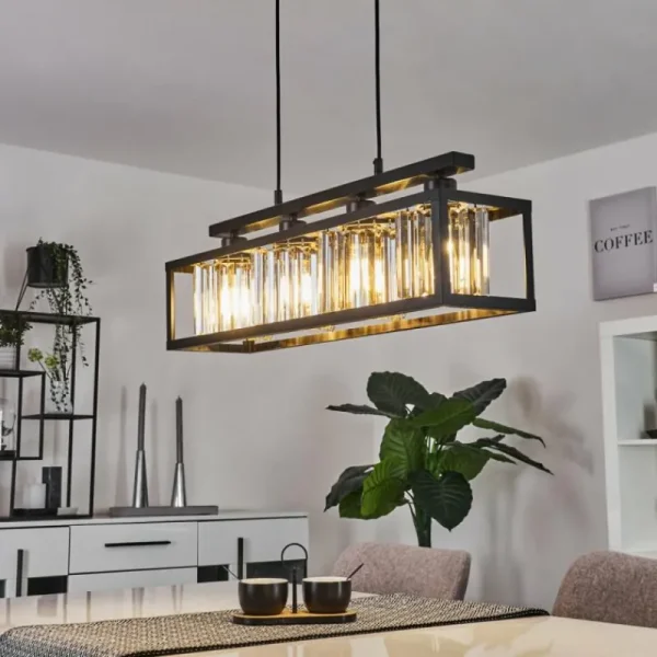 hofstein Suspension Barracon Noir, 4 lumières* Lampes En Verre