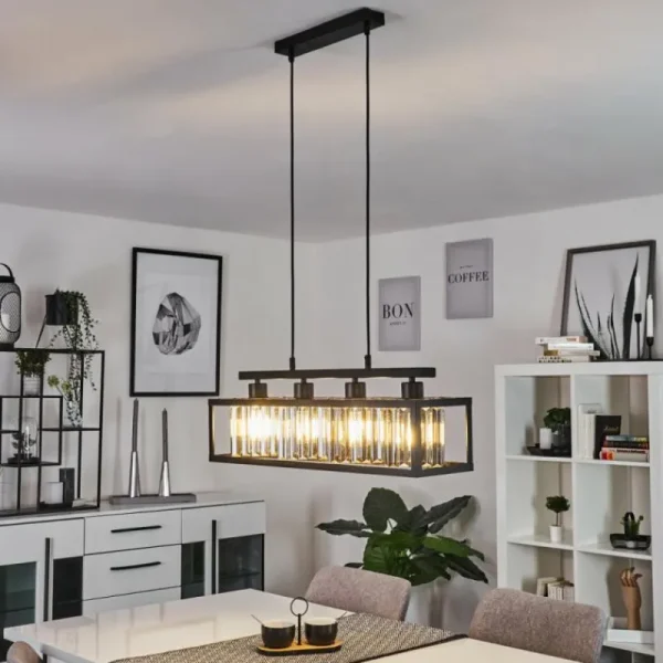 hofstein Suspension Barracon Noir, 4 lumières* Lampes En Verre