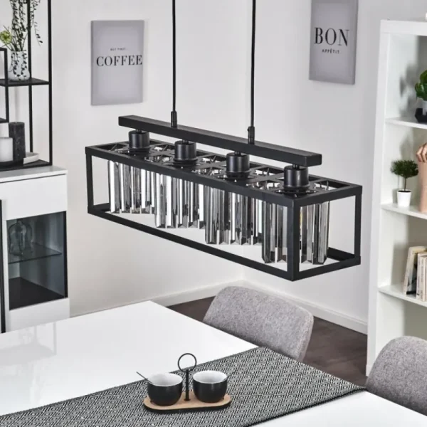 hofstein Suspension Barracon Noir, 4 lumières* Lampes En Verre