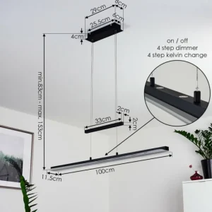hofstein Suspension Barrud LED Noir, 1 lumière* Lampes En Verre