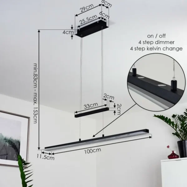 hofstein Suspension Barrud LED Noir, 1 lumière* Lampes En Verre
