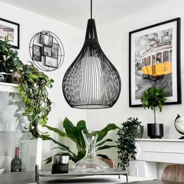 hofstein Suspension Barthoid Noir, 1 lumière* Lampes En Verre