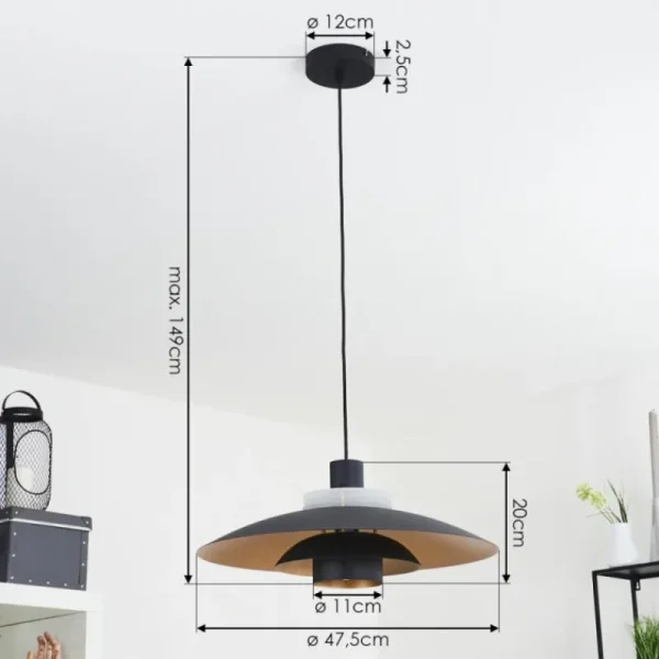 hofstein Suspension Boeven Noir, Blanc, 1 lumière* Lampes Modernes