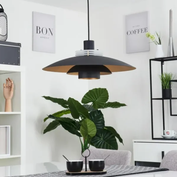 hofstein Suspension Boeven Noir, Blanc, 1 lumière* Lampes Modernes