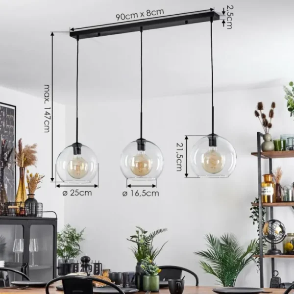 hofstein Suspension Boules 25 cm Koyoto Clair, 3 lumières* Lampes En Verre