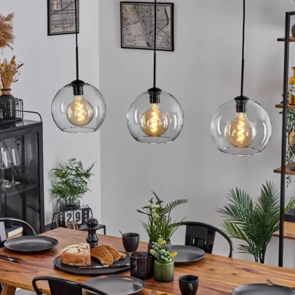 hofstein Suspension Boules 25 cm Koyoto Clair, 3 lumières* Lampes En Verre