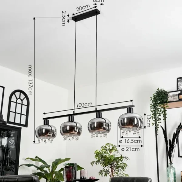 hofstein Suspension Boundry Noir, 4 lumières* Lampes Modernes