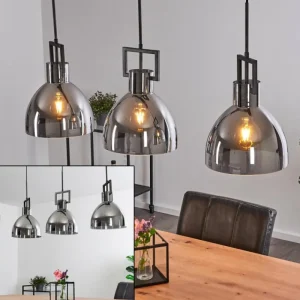 hofstein Suspension Buzova Gris, Noir, 3 lumières* Lampes Modernes