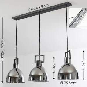hofstein Suspension Buzova Gris, Noir, 3 lumières* Lampes Modernes
