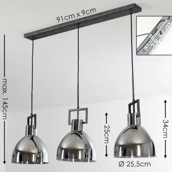 hofstein Suspension Buzova Gris, Noir, 3 lumières* Lampes Modernes
