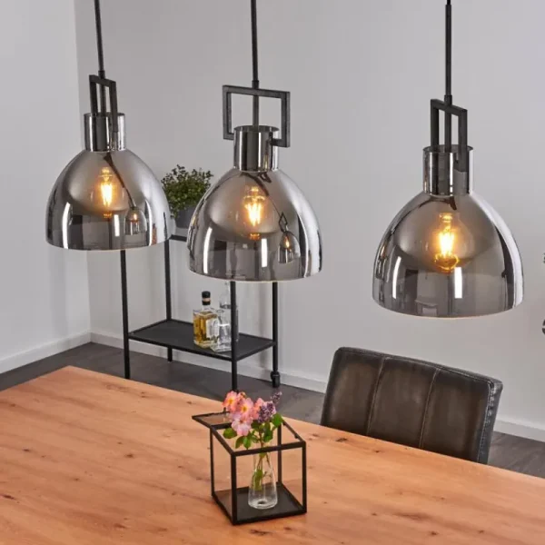 hofstein Suspension Buzova Gris, Noir, 3 lumières* Lampes Modernes