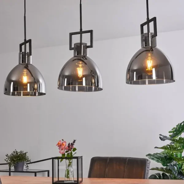 hofstein Suspension Buzova Gris, Noir, 3 lumières* Lampes Modernes