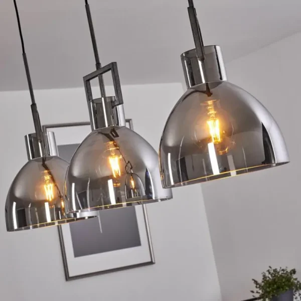 hofstein Suspension Buzova Gris, Noir, 3 lumières* Lampes Modernes