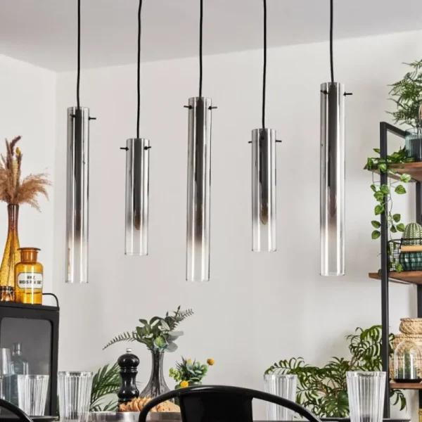 hofstein Suspension Caimitte Clair, Fumé, 5 lumières* Lampes Modernes