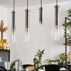 hofstein Suspension Caimitte Clair, Fumé, 4 lumières* Lampes Modernes