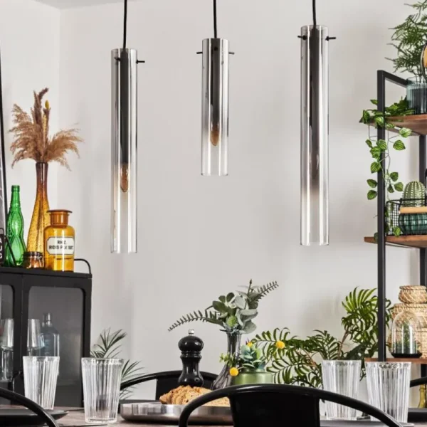 hofstein Suspension Caimitte Clair, Fumé, 3 lumières* Lampes Modernes