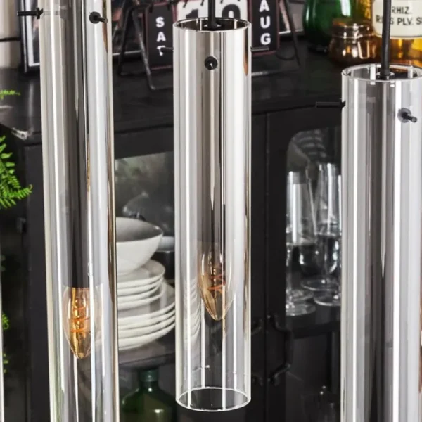 hofstein Suspension Caimitte Clair, Fumé, 4 lumières* Lampes Modernes
