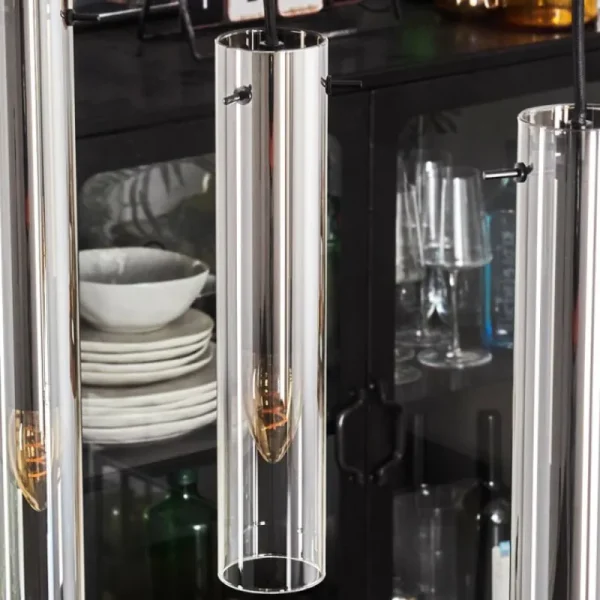 hofstein Suspension Caimitte Clair, Fumé, 3 lumières* Lampes Modernes