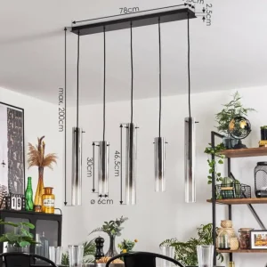 hofstein Suspension Caimitte Clair, Fumé, 5 lumières* Lampes Modernes