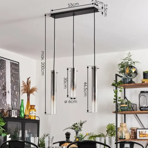 hofstein Suspension Caimitte Clair, Fumé, 3 lumières* Lampes Modernes