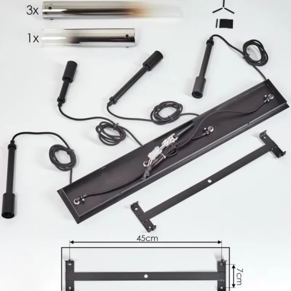 hofstein Suspension Caimitte Clair, Fumé, 4 lumières* Lampes Modernes