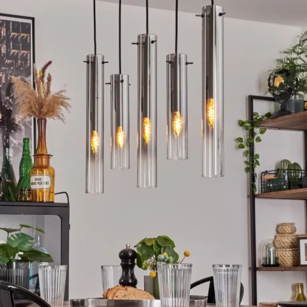 hofstein Suspension Caimitte Clair, Fumé, 5 lumières* Lampes Modernes