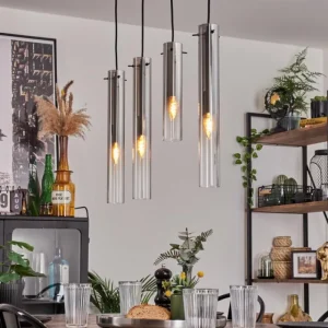 hofstein Suspension Caimitte Clair, Fumé, 4 lumières* Lampes Modernes