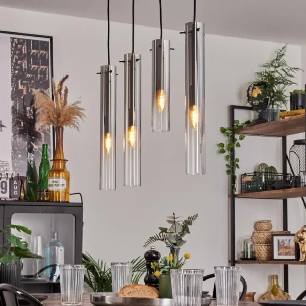 hofstein Suspension Caimitte Clair, Fumé, 4 lumières* Lampes Modernes