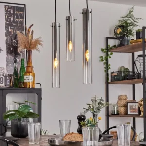 hofstein Suspension Caimitte Clair, Fumé, 3 lumières* Lampes Modernes