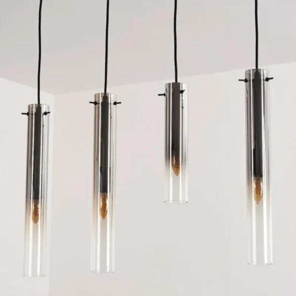 hofstein Suspension Caimitte Clair, Fumé, 4 lumières* Lampes Modernes