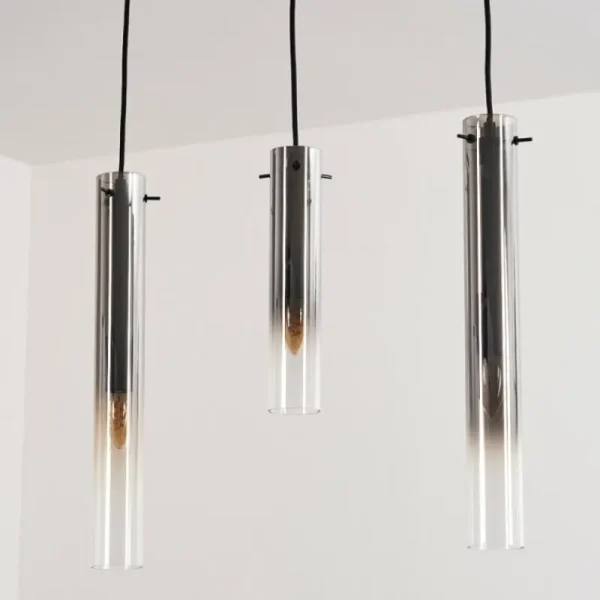 hofstein Suspension Caimitte Clair, Fumé, 3 lumières* Lampes Modernes