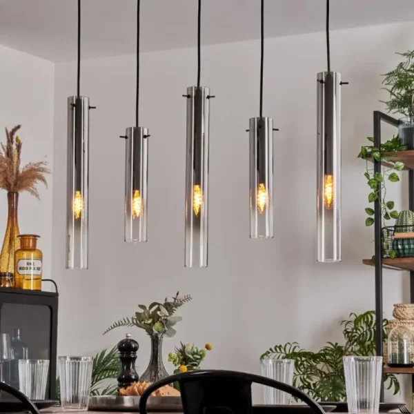 hofstein Suspension Caimitte Clair, Fumé, 5 lumières* Lampes Modernes